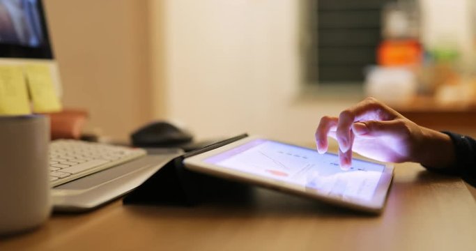 Working digital tablet at home