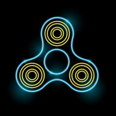 Spinner icon Vector illustration Neon icon of spinner on black background Keep calm and don't fidget Modern gadget in trendy design