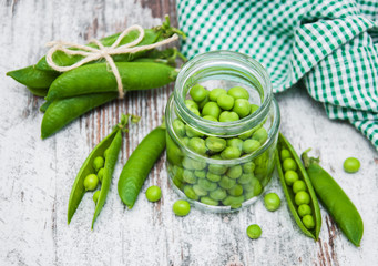 green peas on a table