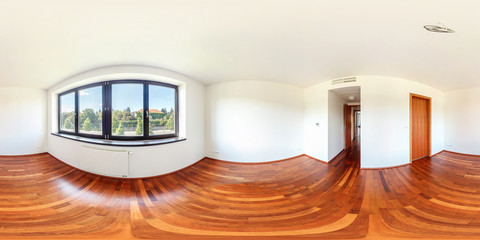 Full spherical 360 by 180 degrees seamless panorama in equirectangular equidistant projection, panorama in interior empty room in modern flat apartments, VR content