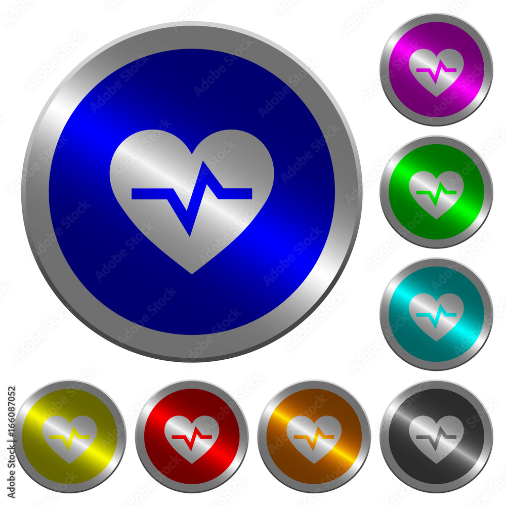 Poster heartbeat luminous coin-like round color buttons