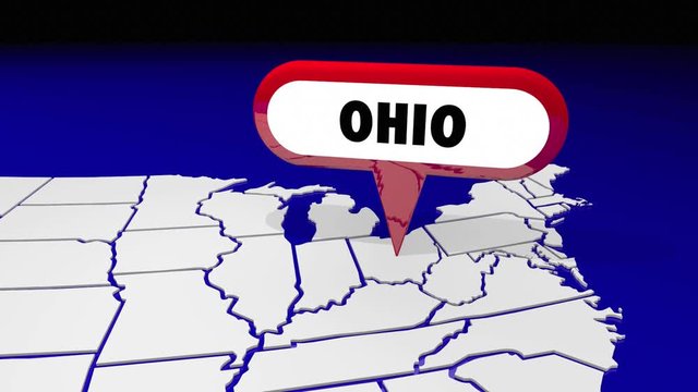 Ohio OH State Map Pin Location Navigation Destination