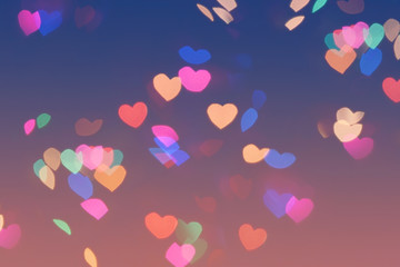 Bokeh hearts lights romantic background pink blue 2