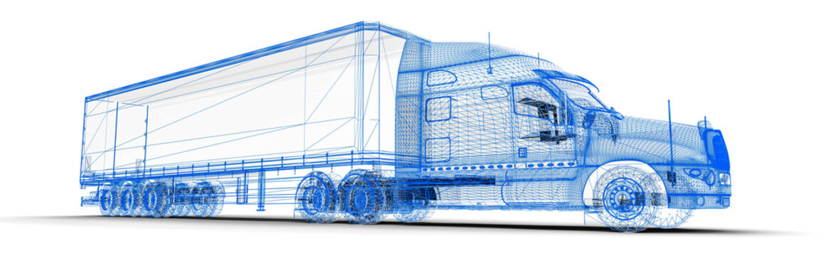 Wire Frame truck / 3D render image representing an truck in wire frame 