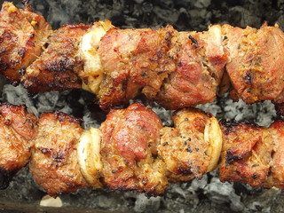 Shish kebab frying
