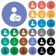 User account processing round flat multi colored icons