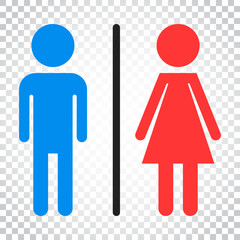 WC, toilet flat vector icon. Men and women sign for restroom on isolated background. Simple business concept pictogram.