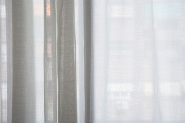 White curtain of the lounge window texture background.  