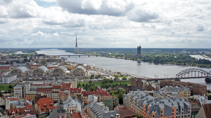 Fototapeta na wymiar City view from the Cathedral of St. Peter, Riga, Latvia