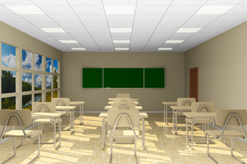 classroom for lessons and training. 3d illustration
