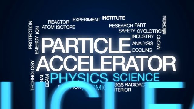 Particle accelerator animated word cloud, text design animation.