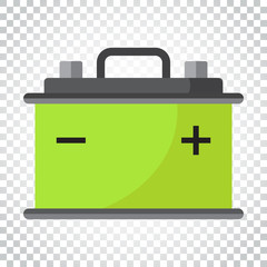 Car battery flat vector icon on isolated background. Auto accumulator battery energy power illustration. Simple business concept pictogram.