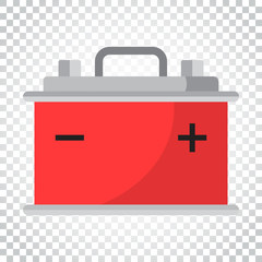 Car battery flat vector icon on isolated background. Auto accumulator battery energy power illustration. Simple business concept pictogram.