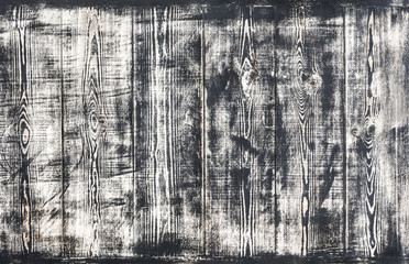 Black and white wooden background, scratched wood texture