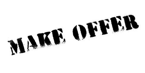 Make Offer rubber stamp. Grunge design with dust scratches. Effects can be easily removed for a clean, crisp look. Color is easily changed.