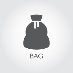 Canvas bag for storing crops, sugar, flour and other products. Culinary and harvest concept. Vector flat icon