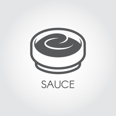 Plate with sauce flat icon. Logo for various recipes, cookbooks, culinary sites and other projects. Vector illustration