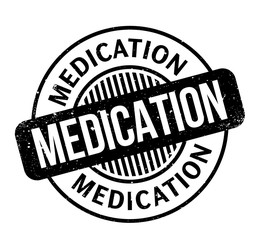Medication rubber stamp. Grunge design with dust scratches. Effects can be easily removed for a clean, crisp look. Color is easily changed.
