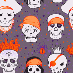 Halloween cute seamless pattern. Titled vector illustration. Fabrics, textile, wrapping paper, wallpaper. Kids style ornament.