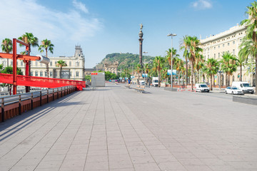 Embankment of Barcelona at summer day, Barcelona, Catalonia Spain