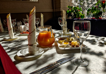 Served table in restaurant