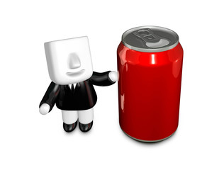 3d Businessman beverage can. 3D Square Man Series.