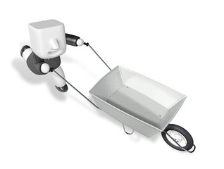 3D Business man Mascot handcart. 3D Square Man Series.