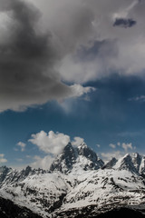 Ushba peak with high clouds