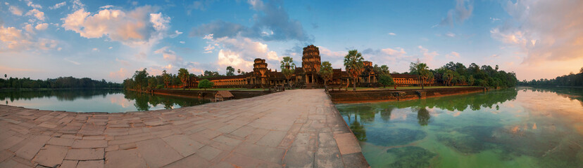 angkor wat temple in sunset light - obrazy, fototapety, plakaty