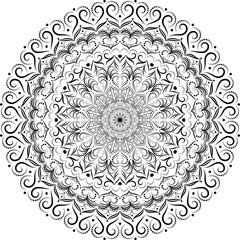 Outline pattern. Circular vintage vector ornament. Mandalas.
