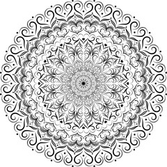 Outline pattern. Circular vintage vector ornament. Mandalas.