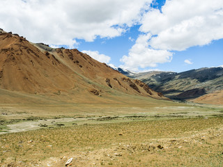 Nature Landscape with mountain background along the highway in Leh Ladakh, India
