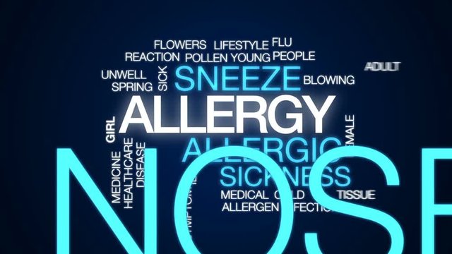 Allergy animated word cloud, text design animation.