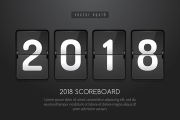 Black scoreboard showing number for year 2018 vector illustration