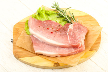 Raw pork steak