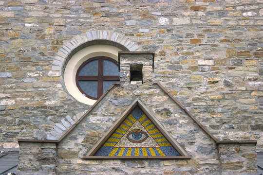 All-seeing eye - a mosaic of wall background