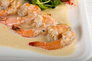 Prawn in cream sauce