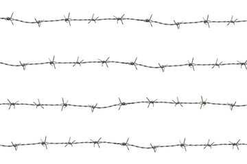 Barbed wire isolate on white background with clipping path for graphic designer, fence and home garden protection.