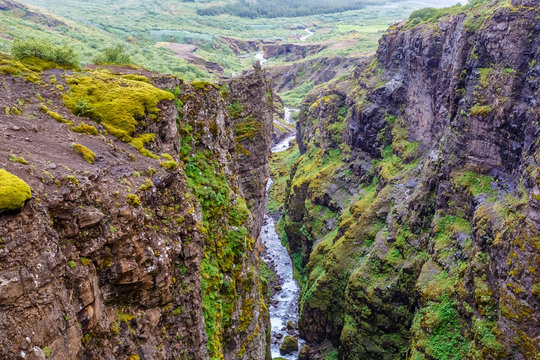 Botnsa river among rocks in Iceland