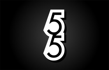 number 55 black white logo icon design