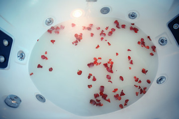 Jacuzzi bath in modern spa center