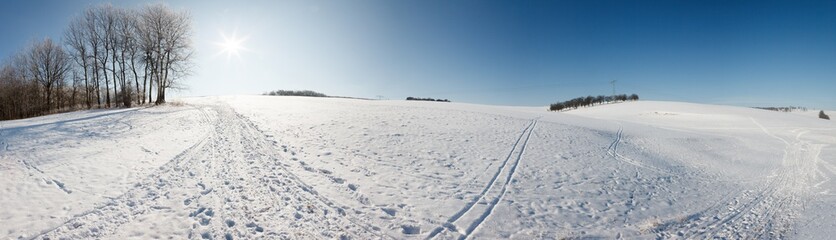 snow field at sunny day