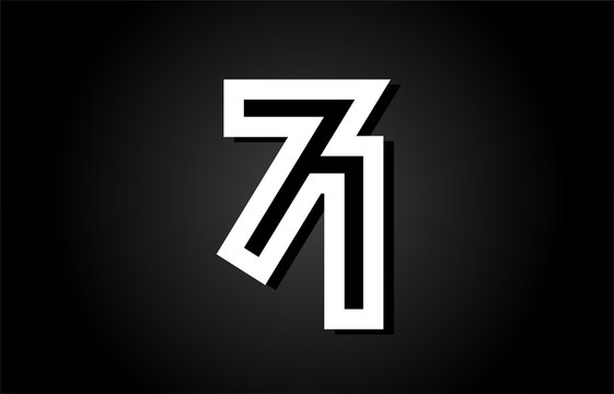 number 71 black white logo icon design