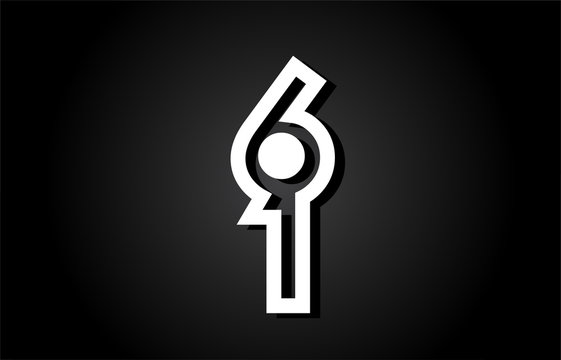 number 61 black white logo icon design