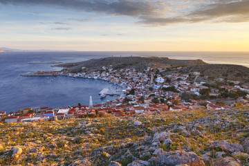Fototapeta premium Village on Halki island in Dodecanese archipelago, Greece. 