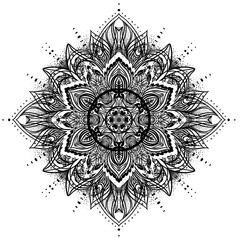 Vector ornamental Lotus flower, ethnic art, patterned Indian paisley. Hand drawn illustration. Invitation element.