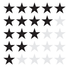 product rating or customer review feedback with black stars. product rating or customer review feedback sign.