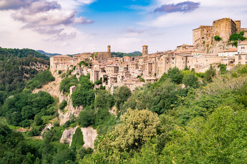 Sorano, a town built on a tuff rock, is one of the most beautiful villages in Italy.