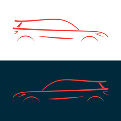 Design car. Fast racing automobile. Red silhouette.