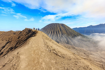 View from the top of an active Bromo volcano at Bromo Tengger Semeru national park - East Java, Indonesia